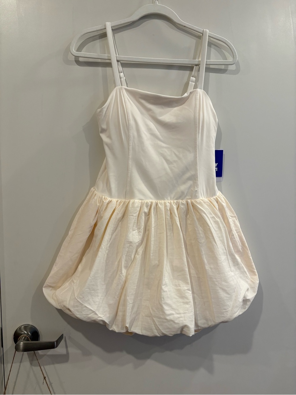 JoyLab Cream Bubble-Hem Spaghetti Strap Dress